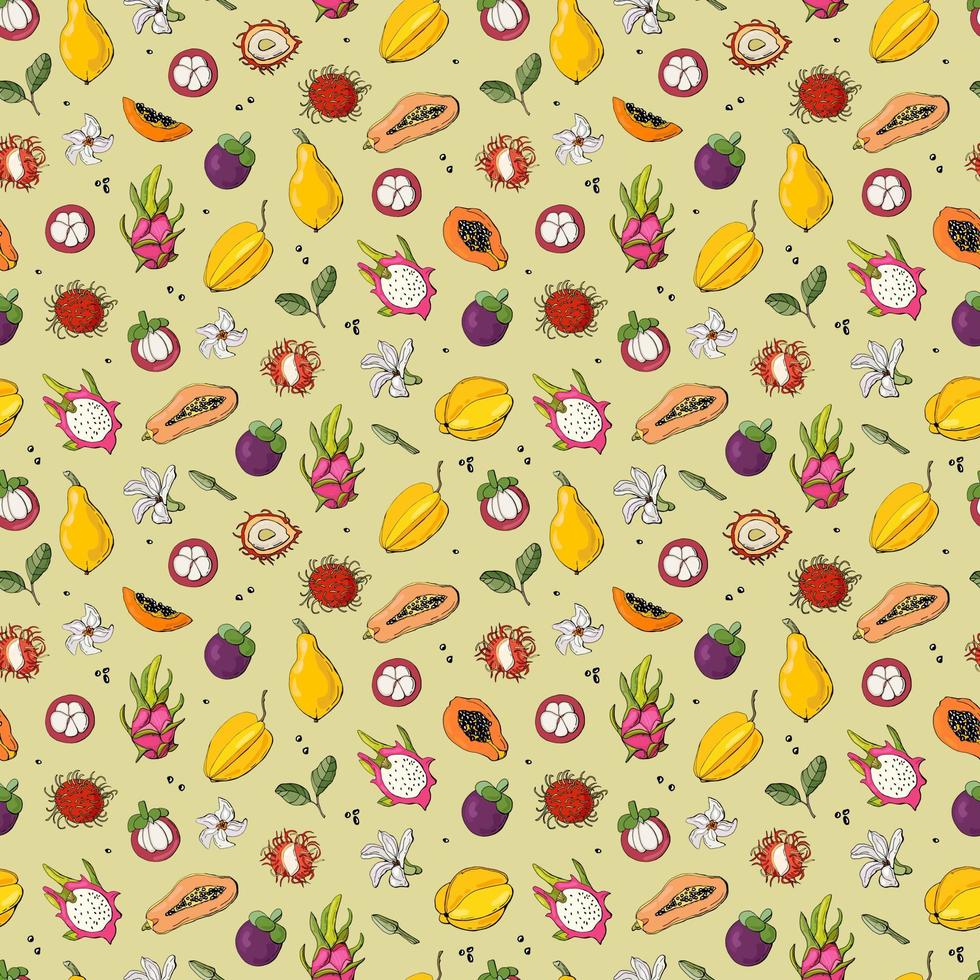 padrão sem emenda com frutas exóticas. design para tecido, têxtil, papel de parede, embalagem. vetor