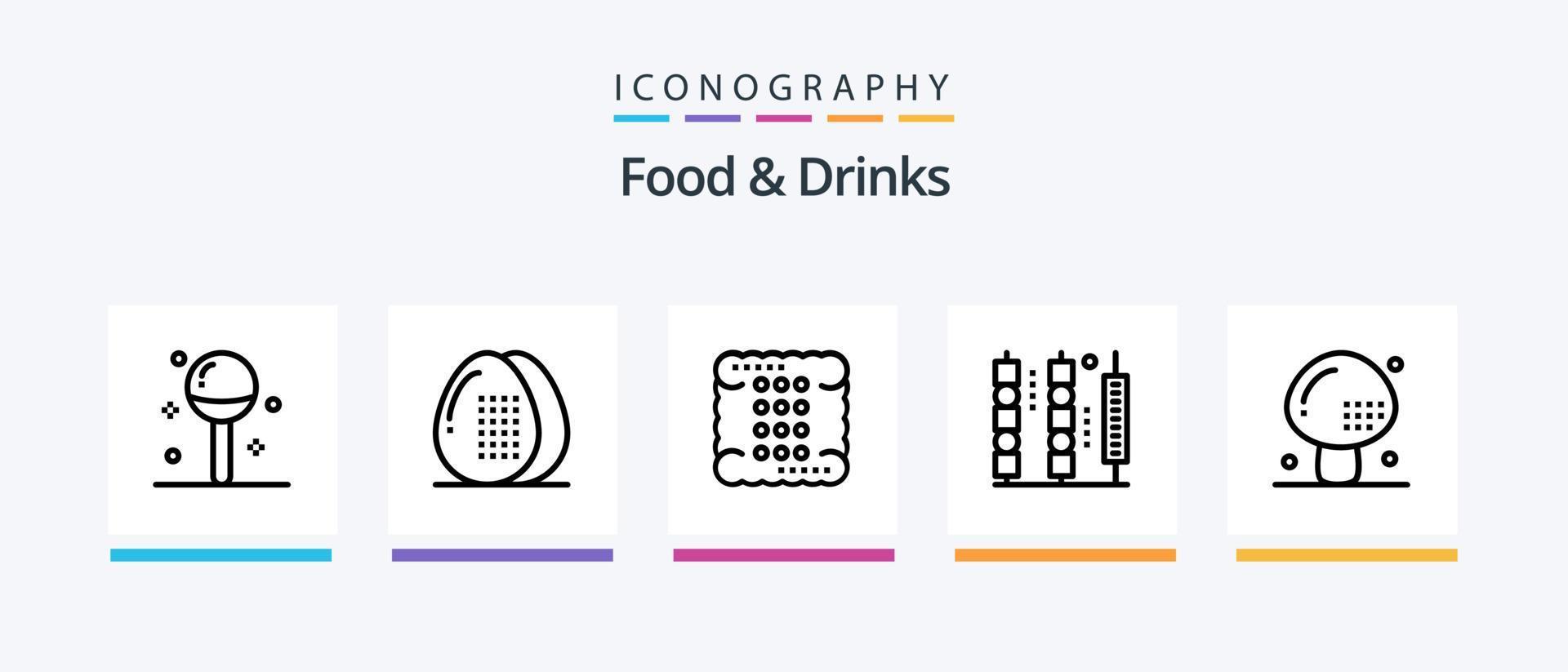 pacote de ícones de linha 5 de alimentos e bebidas, incluindo . Comida. Comida. fruta. abacate. design de ícones criativos vetor