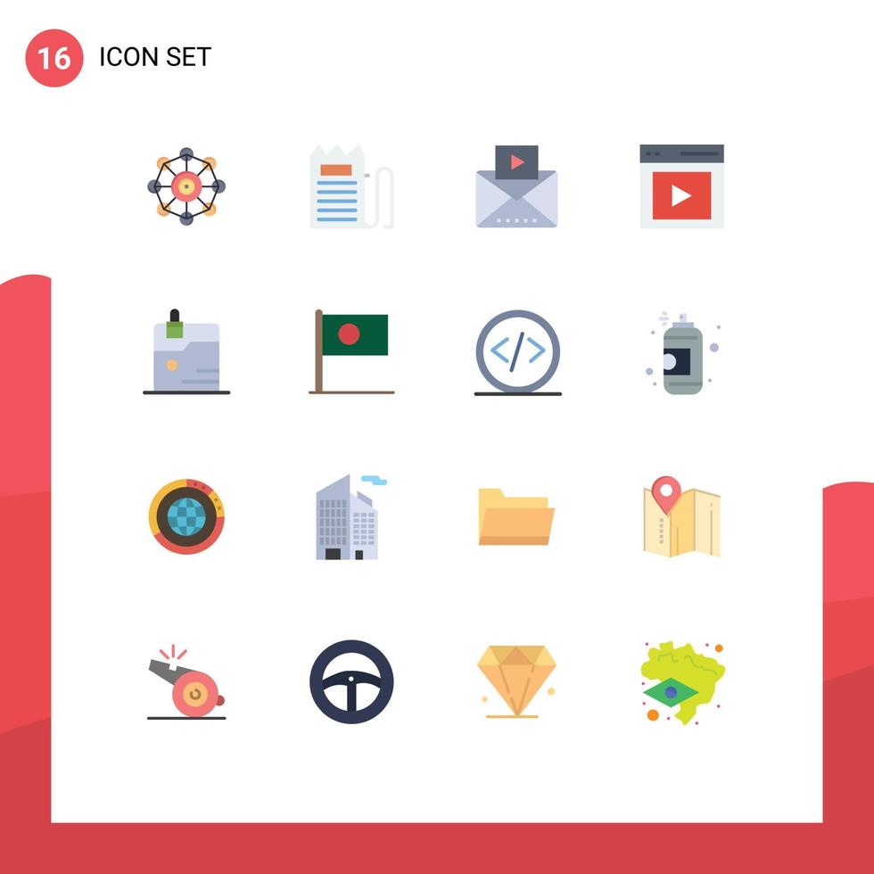 pacote de ícones vetoriais de estoque de 16 sinais e símbolos de linha para interface de vídeo preço conteúdo vídeo pacote editável de elementos de design de vetores criativos