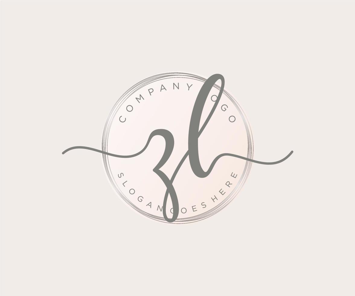 logo feminino inicial zl. utilizável para logotipos de natureza, salão, spa, cosméticos e beleza. elemento de modelo de design de logotipo de vetor plana.