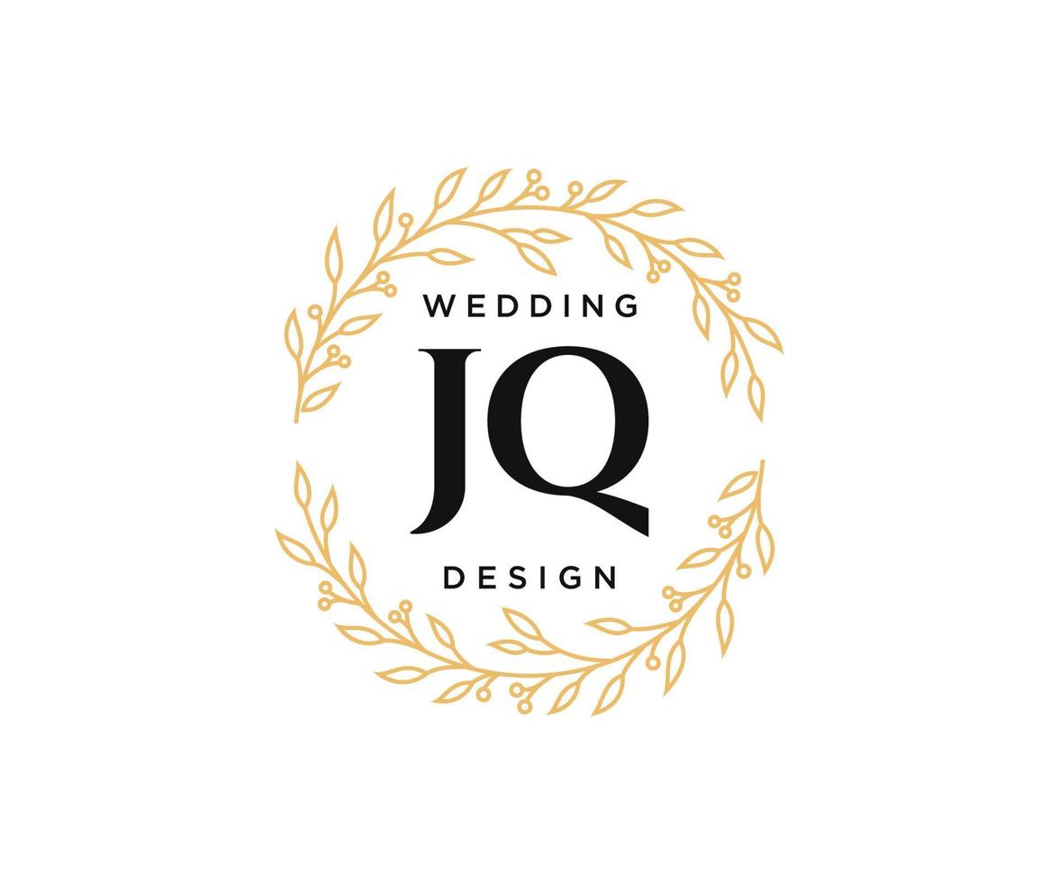 jq letras iniciais coleção de logotipos de monograma de casamento, modelos modernos minimalistas e florais desenhados à mão para cartões de convite, salve a data, identidade elegante para restaurante, boutique, café em vetor