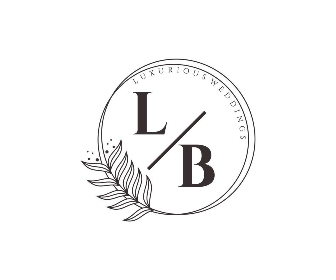 lb letras iniciais modelo de logotipos de monograma de casamento, modelos modernos minimalistas e florais desenhados à mão para cartões de convite, salve a data, identidade elegante. vetor