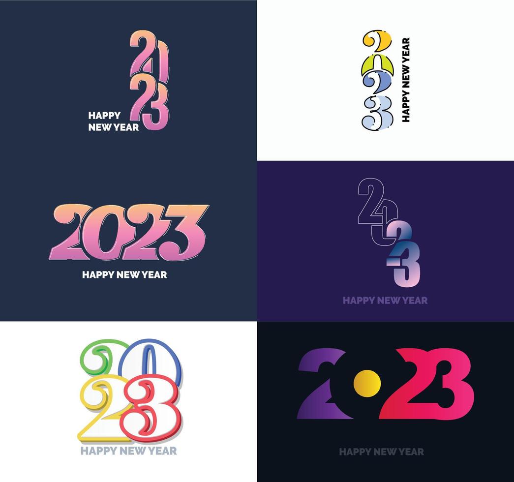 grande conjunto de design de texto de logotipo de feliz ano novo de 2023 modelo de design de número de 2023 vetor