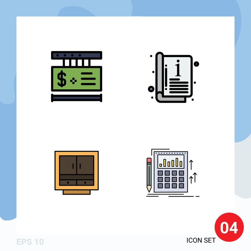 4 ícones criativos, sinais modernos e símbolos de preços, arquivos de capa de compras de negócios, elementos de design vetorial editáveis vetor