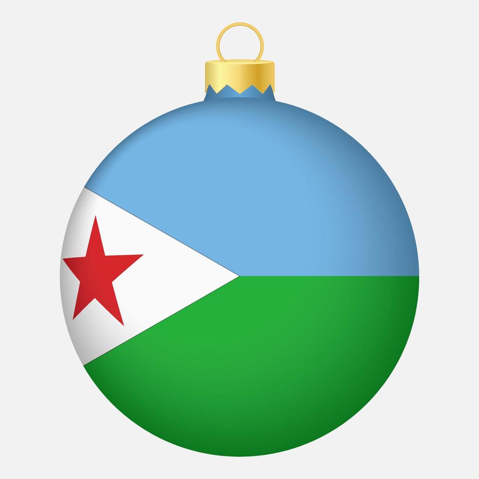 bola de árvore de natal com bandeira do djibuti. ícone para o feriado de natal vetor