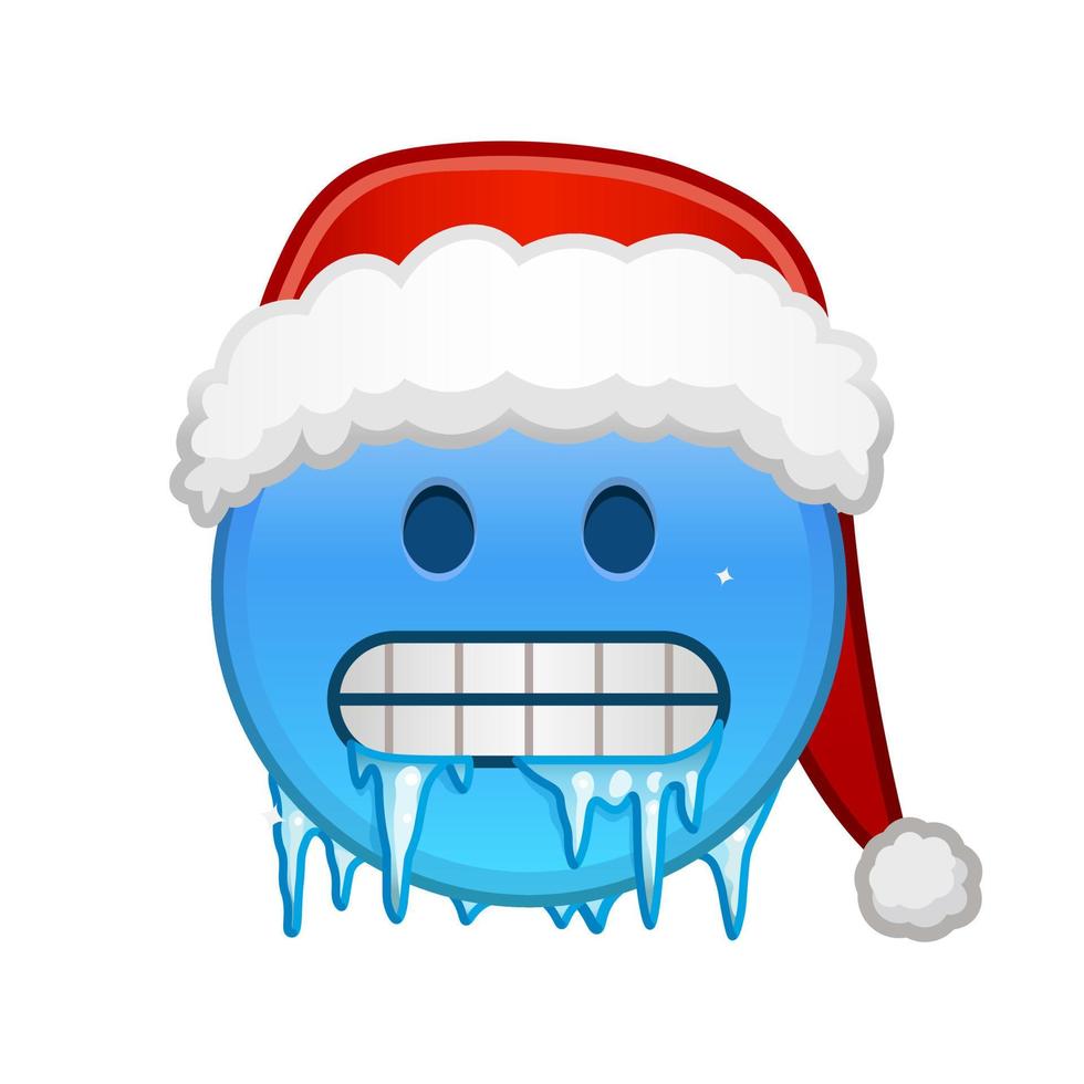 rosto congelante de natal tamanho grande de sorriso emoji amarelo vetor