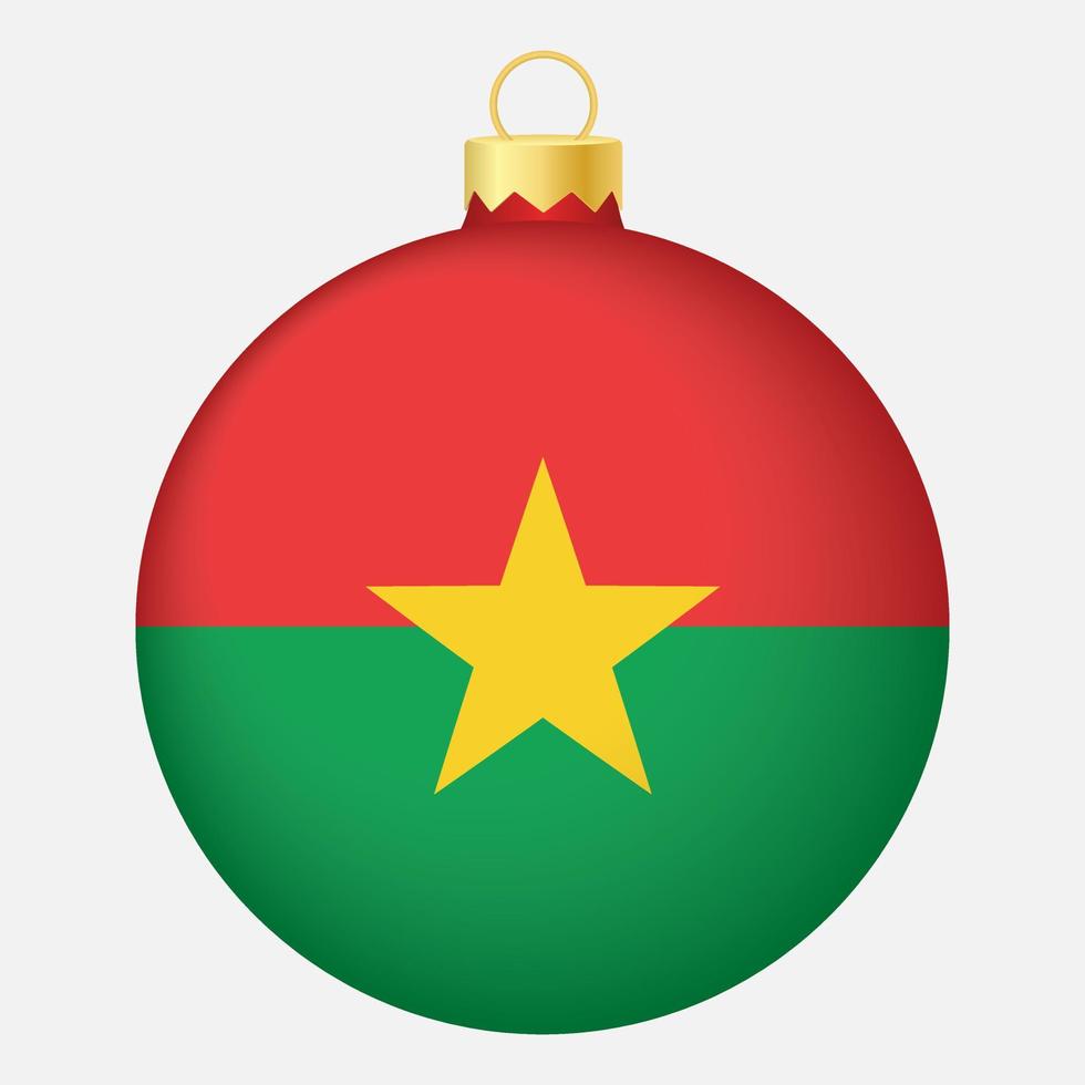 bola de árvore de natal com bandeira de burkina faso. ícone para o feriado de natal vetor