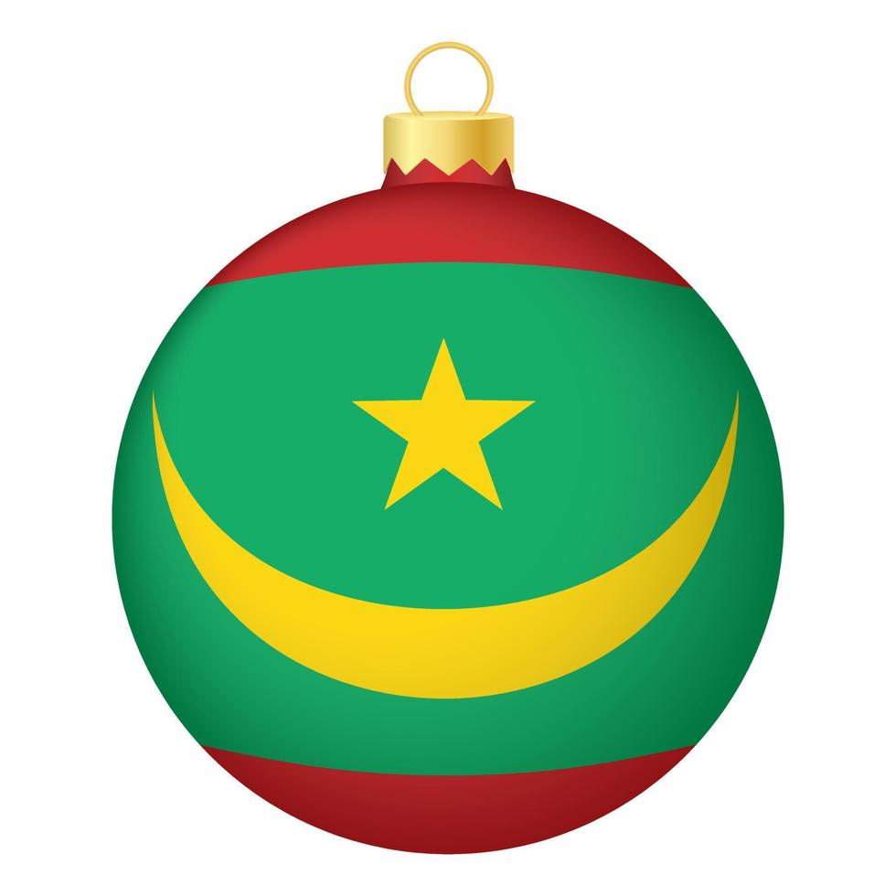 bola de árvore de natal com bandeira da mauritânia. ícone para o feriado de natal vetor