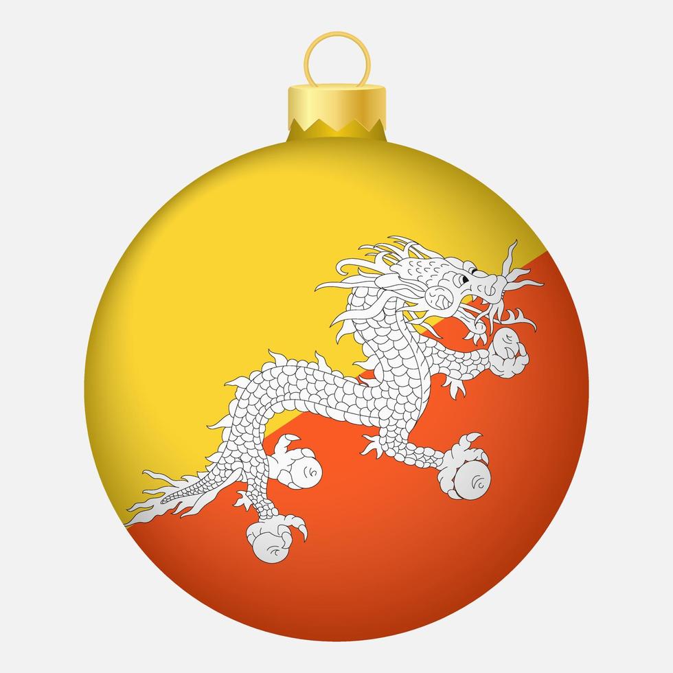bola de árvore de natal com bandeira do butão. ícone para o feriado de natal vetor