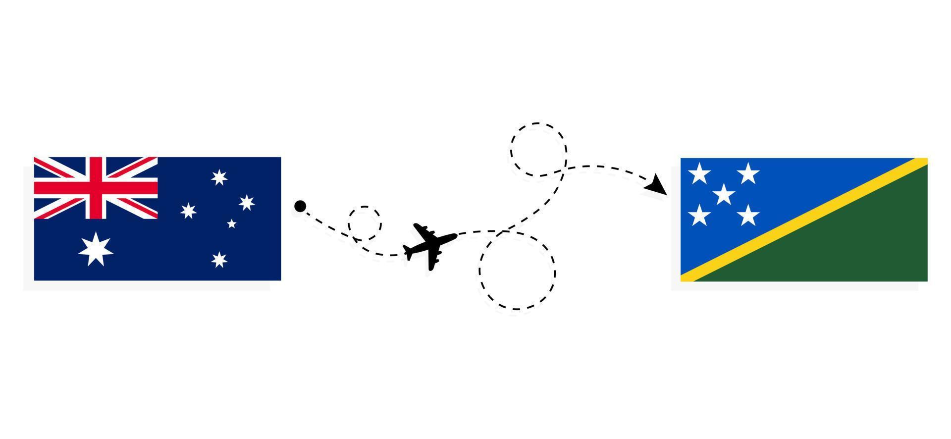 voo e viagem da Austrália para as Ilhas Salomão pelo conceito de viagem de avião de passageiros vetor
