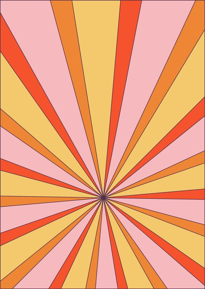 fundo de raios de sol explosão retrô groovy. padrão geométrico abstrato colorido vintage. ilustração vetorial de carnaval hippie de verão para pôster, panfleto, cartão de felicitações, banner. vetor