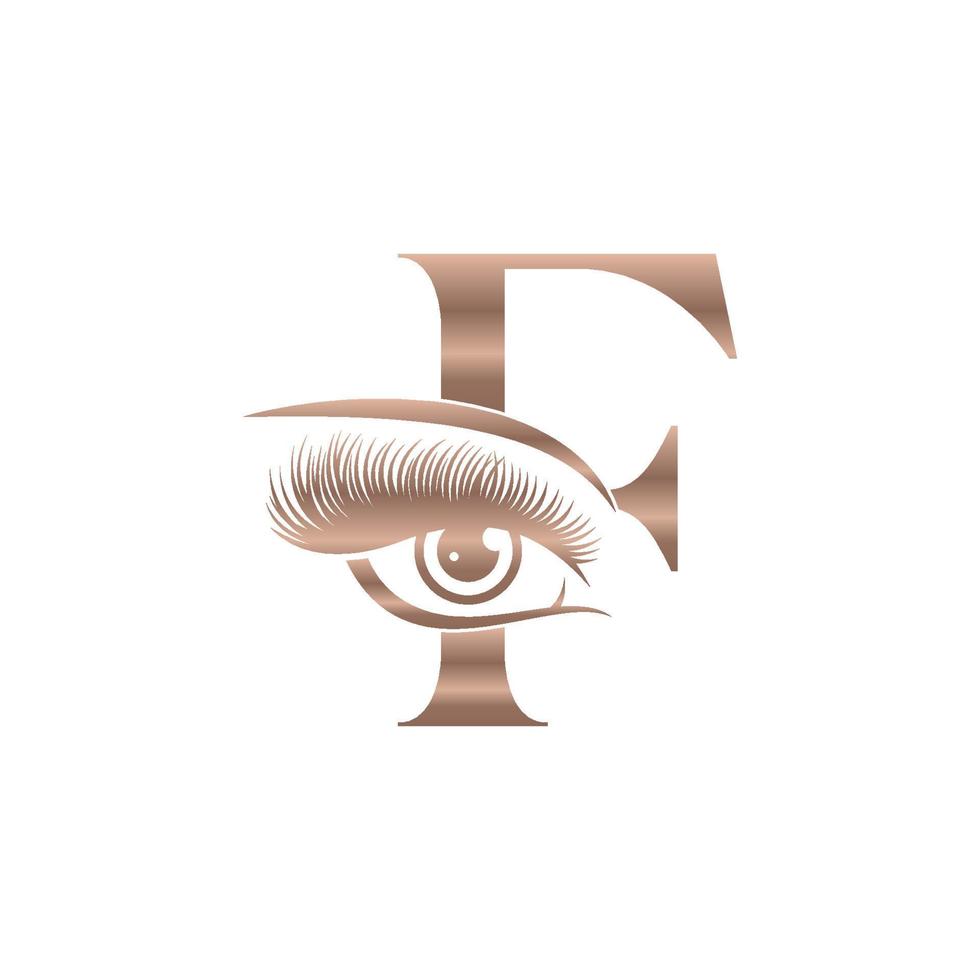 logotipo de cílios de beleza de luxo letra f vetor