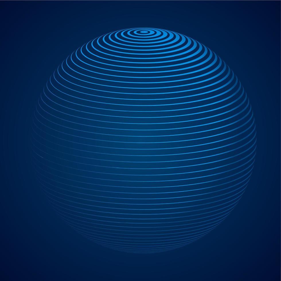 esfera 3d abstrata com listras, linhas. ilustração vetorial. vetor