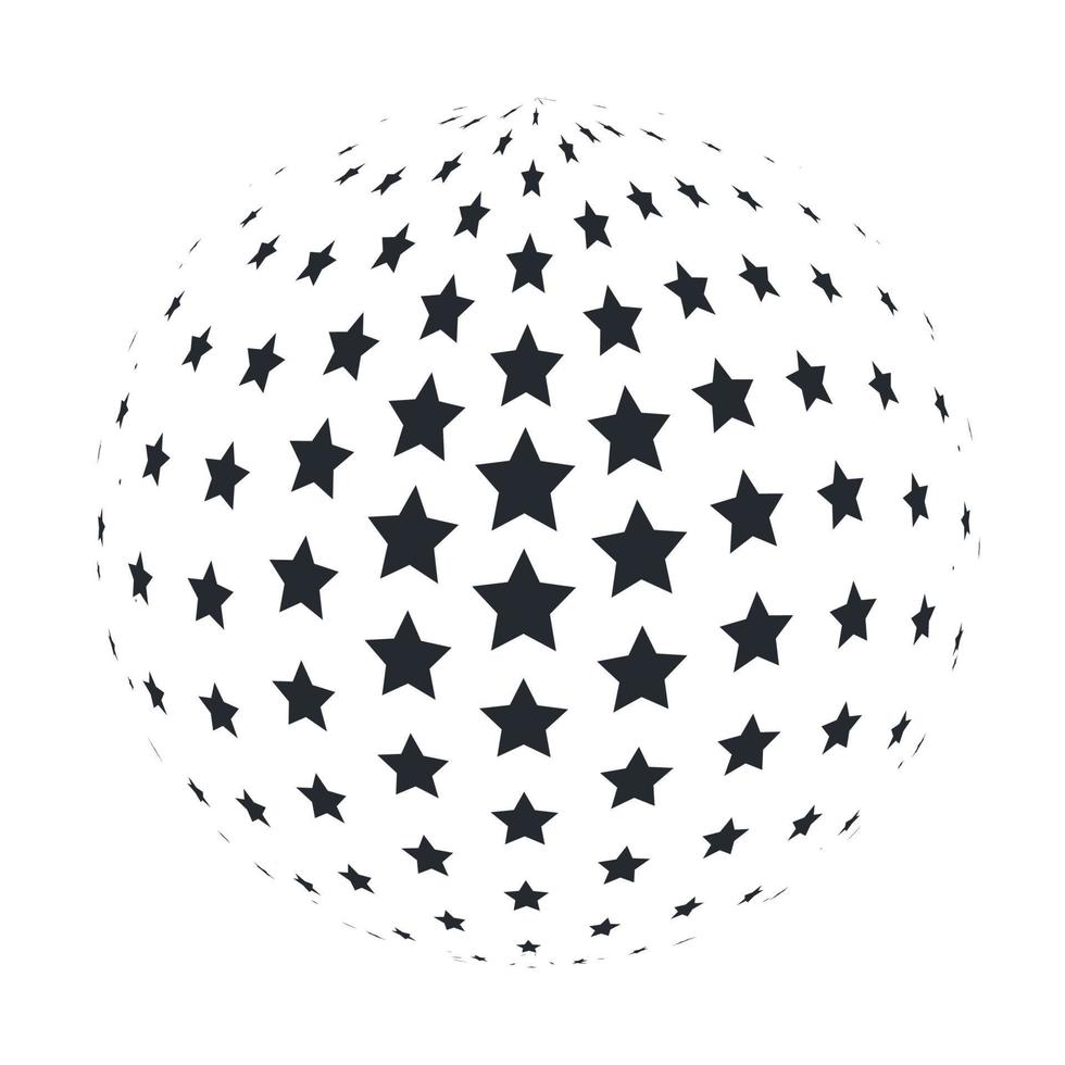 esfera 3d abstrata com estrelas de 5 pontos. ilustração vetorial. vetor