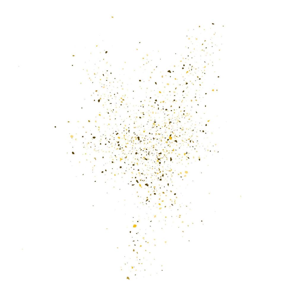 textura de brilho de glitter dourado em um fundo branco. explosão dourada de confete. partículas abstratas douradas sobre um fundo claro. elementos de design de férias isolados. ilustração vetorial. vetor