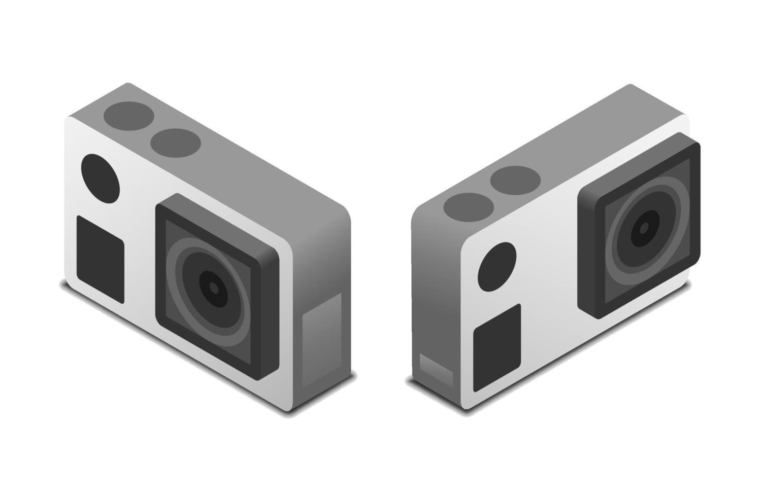 conjunto de câmera de ação isométrica em diferentes ângulos e posições, ilustração vetorial isolada no fundo branco vetor
