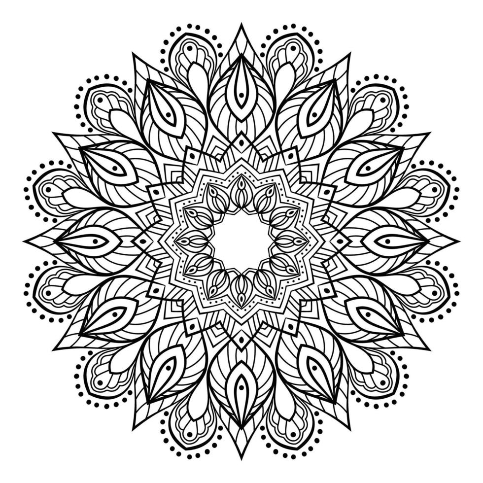 vetor floral da página do livro para colorir do doodle. padrão circular de mandala. ornamento decorativo vintage, boho chique, padrão étnico. uso para impressão têxtil, papel de parede, fundo, papel de parede