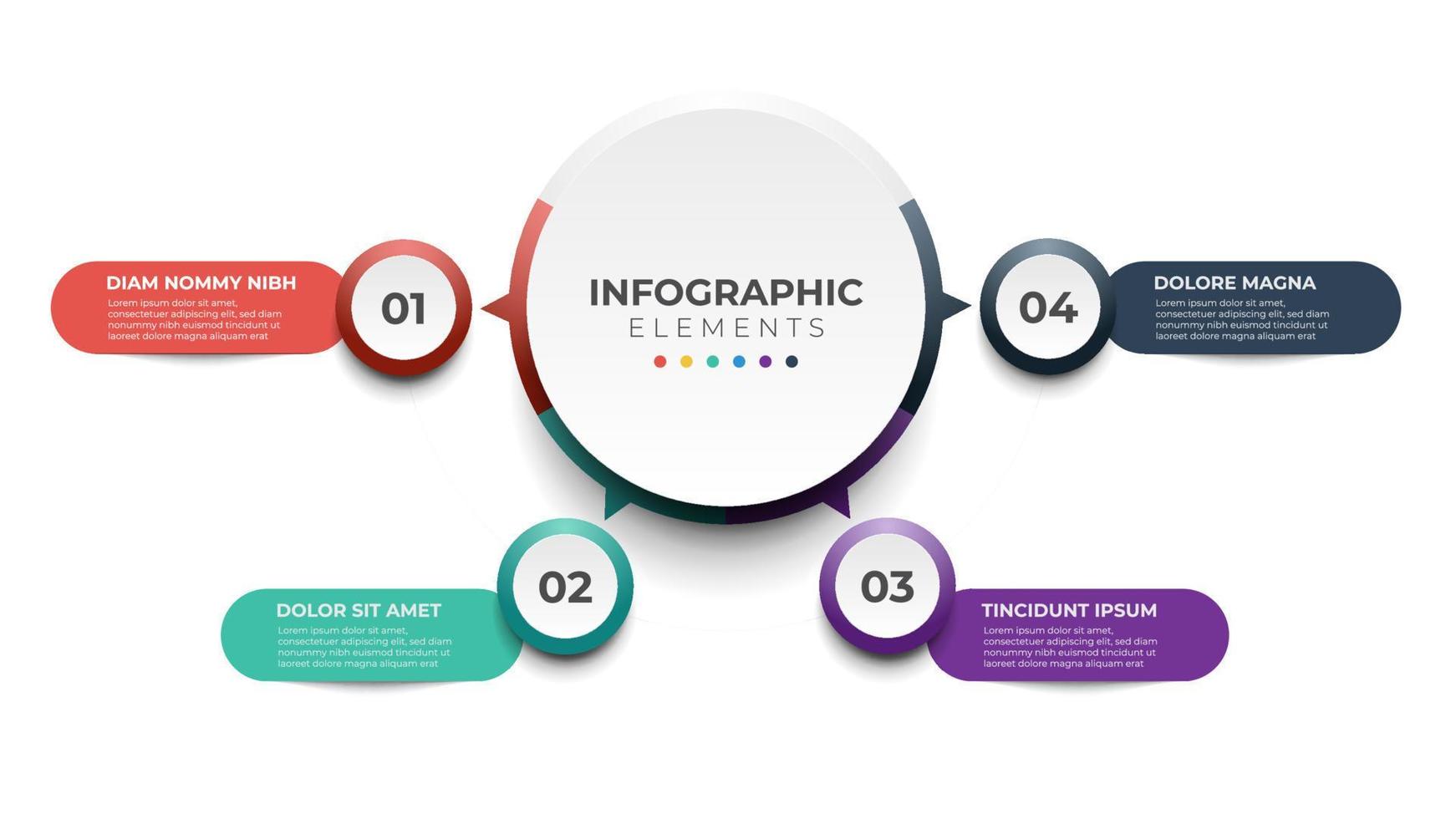 4 lista de etapas, diagrama de layout com número de sequência, modelo de elemento infográfico circular vetor