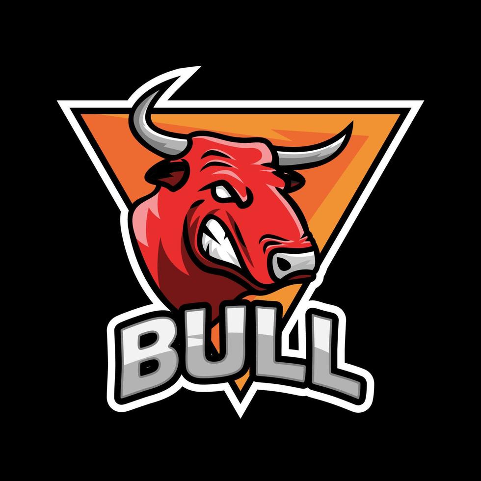 vetor de mascote de cabeça de touro bravo, ilustração do logotipo da equipe de e-sport