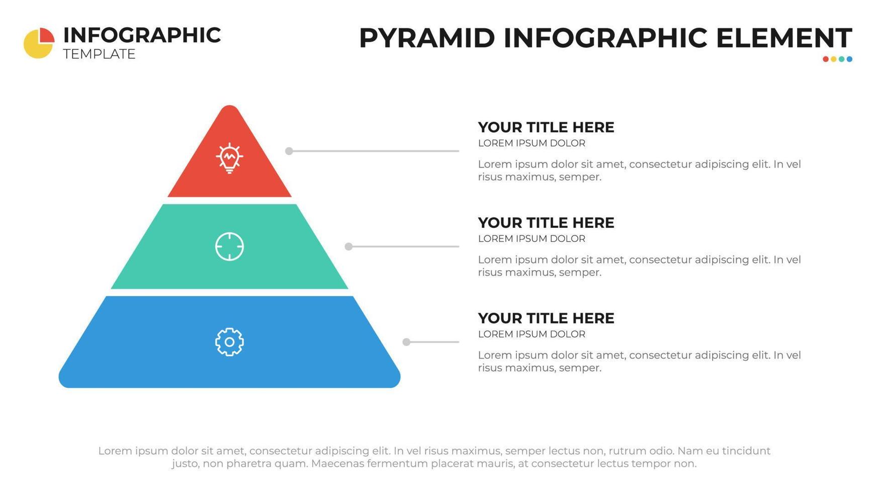 digrama de pirâmide com 3 listas, elemento infográfico, modelo de layout de apresentação vetor