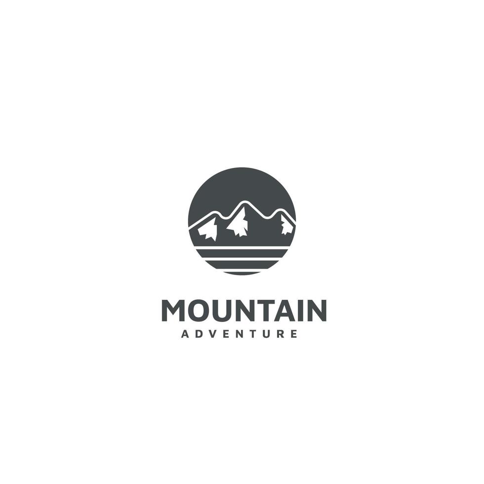 vetor de design de logotipo de picos de paisagem de aventura de montanha