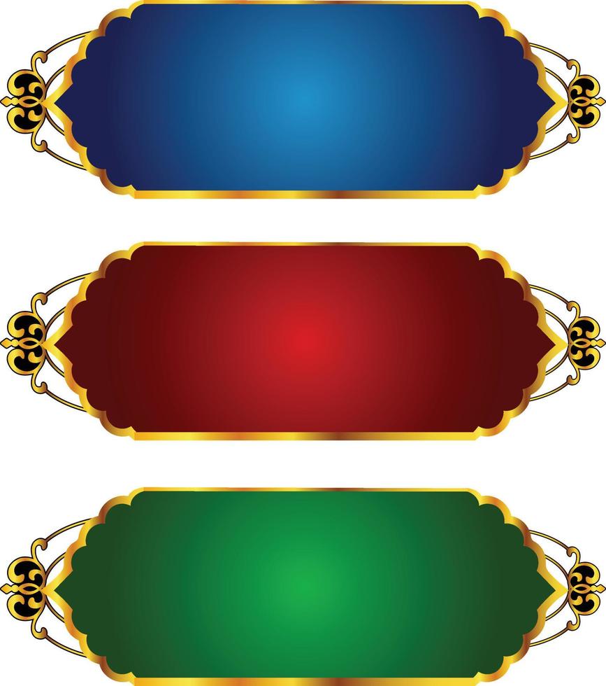 conjunto de moldura de título de banner islâmico árabe dourado de luxo png fundo transparente caixa de texto ouro imagens de design de vetor