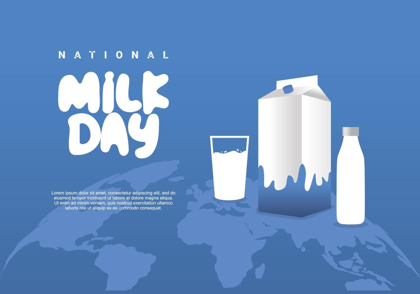 cartaz do dia nacional do leite isolado em fundo azul comemorado em 11 de janeiro. vetor