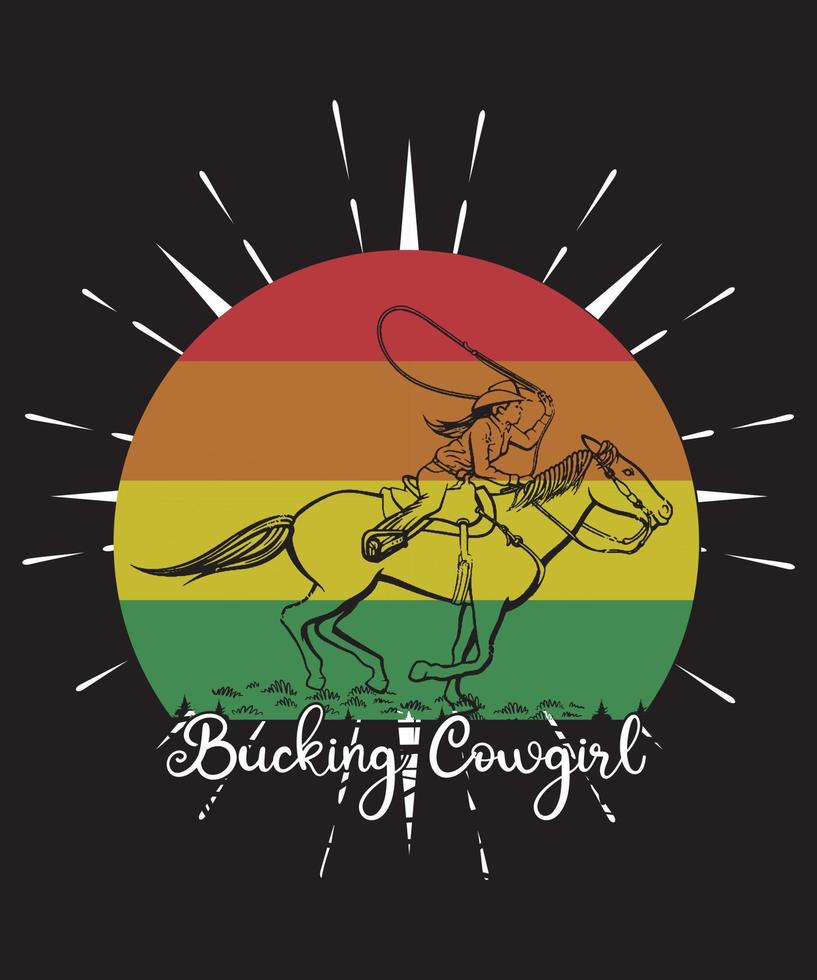 design de camiseta cowgirl bucking vetor