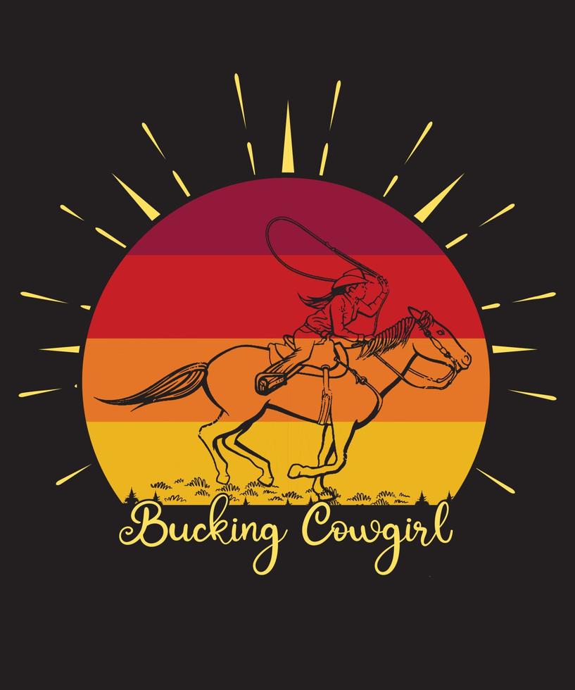 design de camiseta de vaqueira bucking vetor