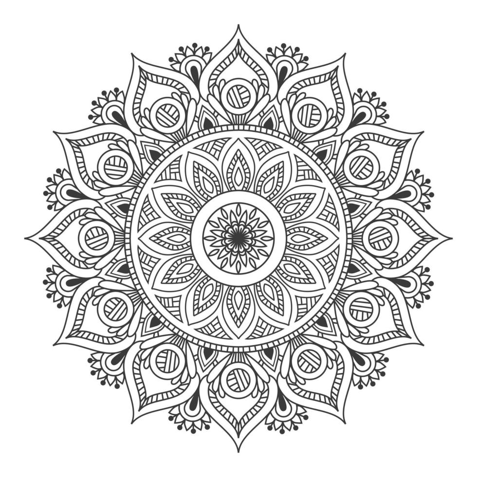 fundo de mandala floral preto e branco vetor