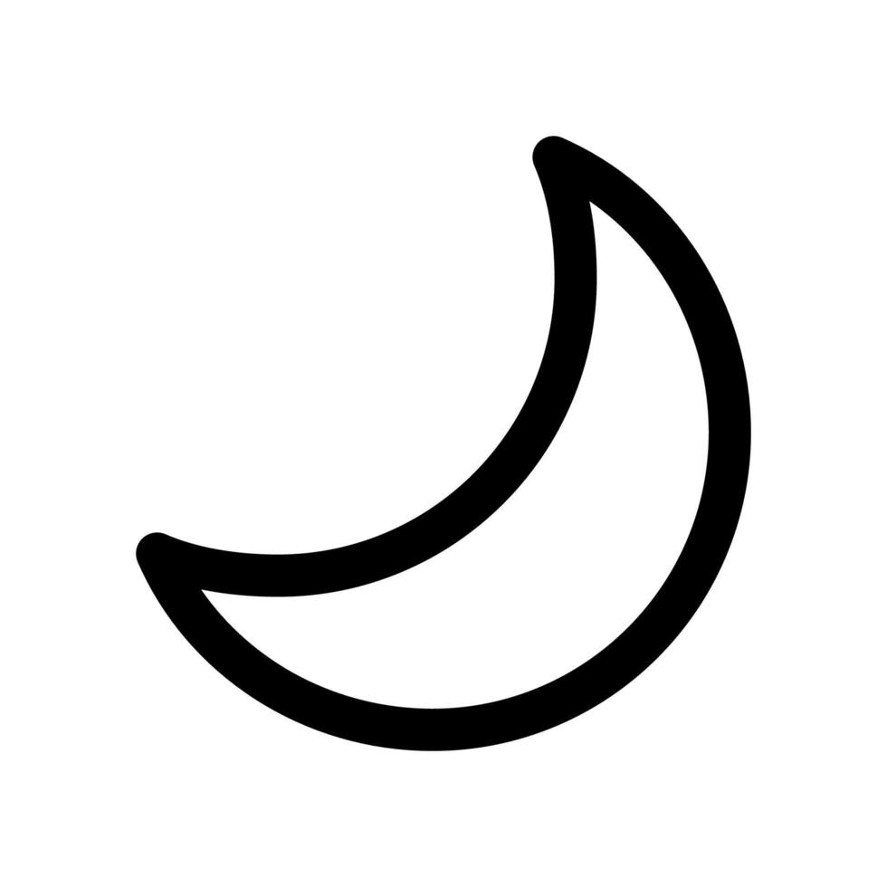 linha de ícone da lua isolada no fundo branco. ícone liso preto fino no estilo de contorno moderno. símbolo linear e curso editável. ilustração em vetor curso perfeito simples e pixel.