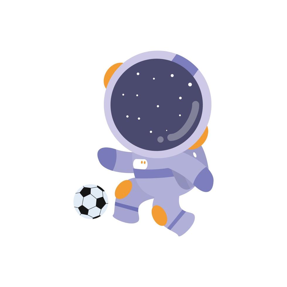 ilustração gráfico vetorial pequeno astronauta jogando futebol vetor