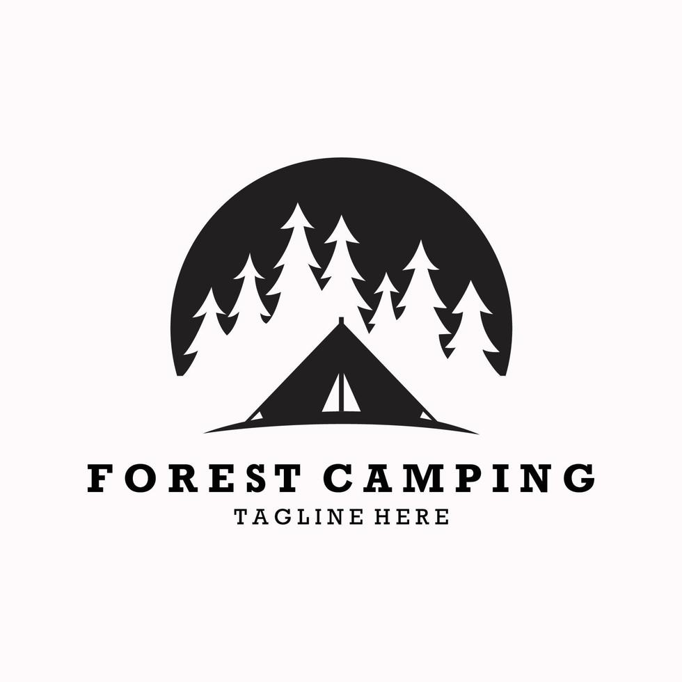 design de arte de linha de logotipo de floresta vetor