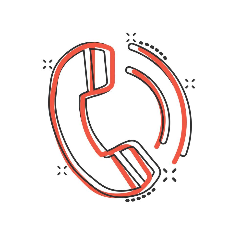 ícone de telefone em estilo cômico. ilustração em vetor desenho animado chamada telefônica em fundo branco isolado. conceito de negócio de efeito de respingo de linha direta móvel.