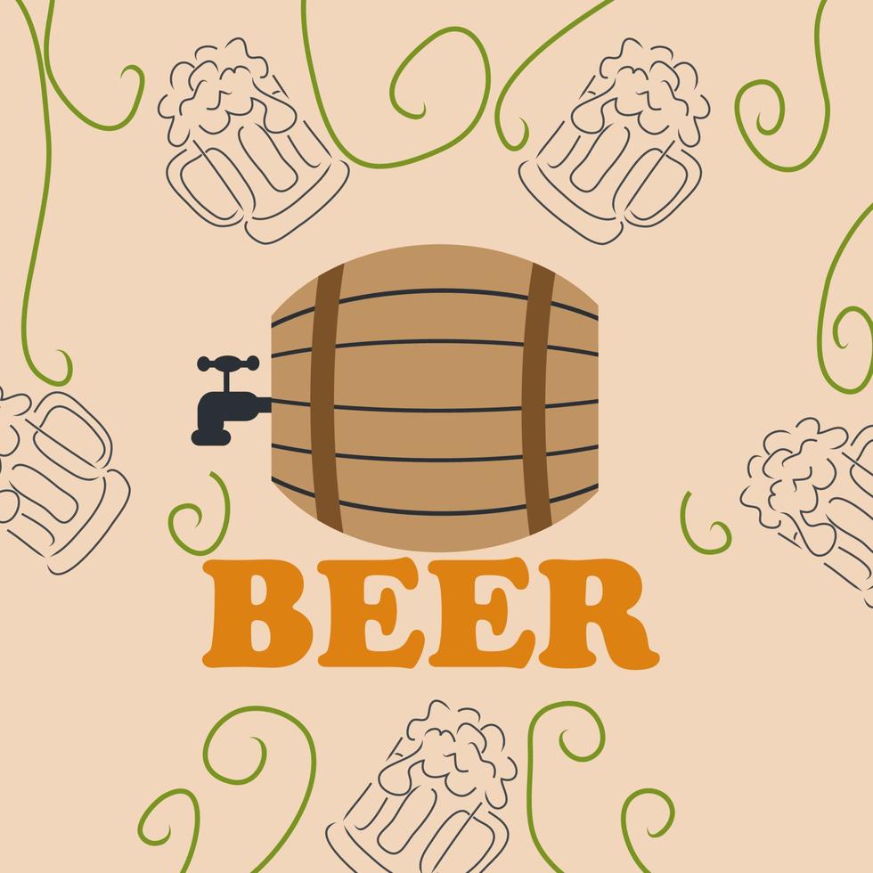 fundo de doodle de cerveja, perfeito para o seu café de parede vetor