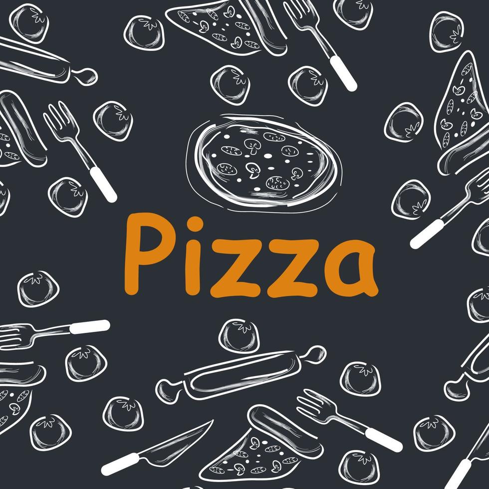 fundo de doodle de pizza, perfeito para papel de embrulho vetor