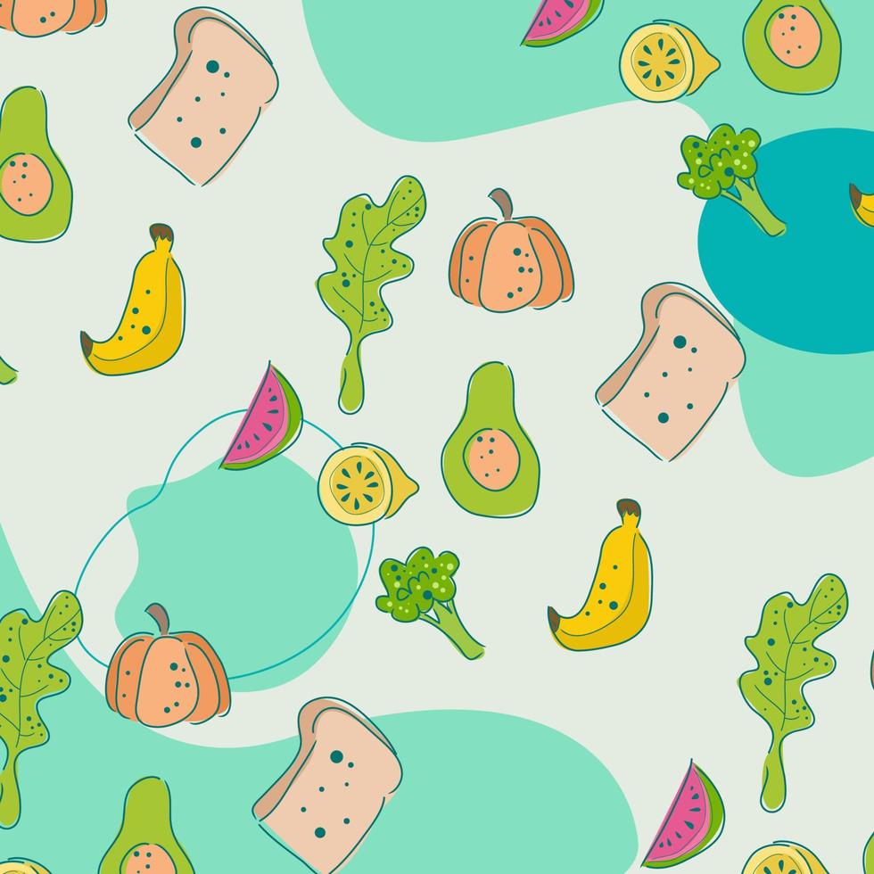 plano de fundo de um doodle de comida saudável vetor