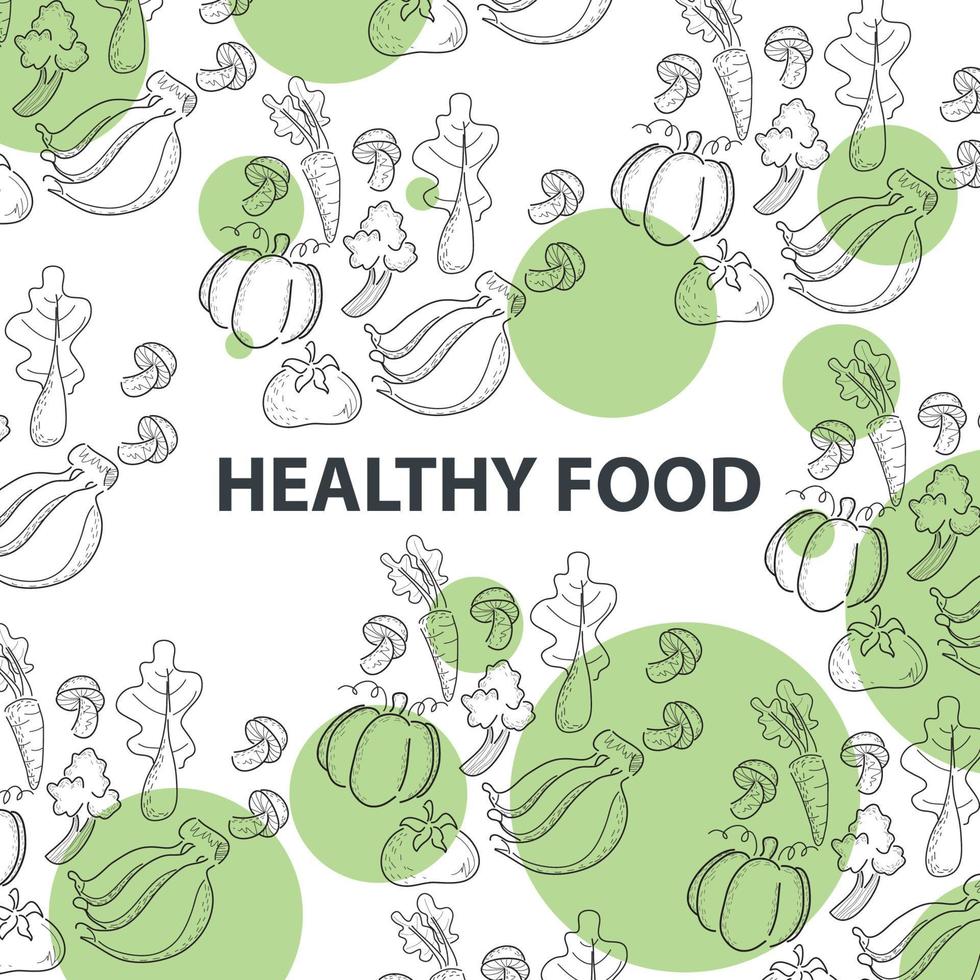 plano de fundo de um doodle de comida saudável vetor