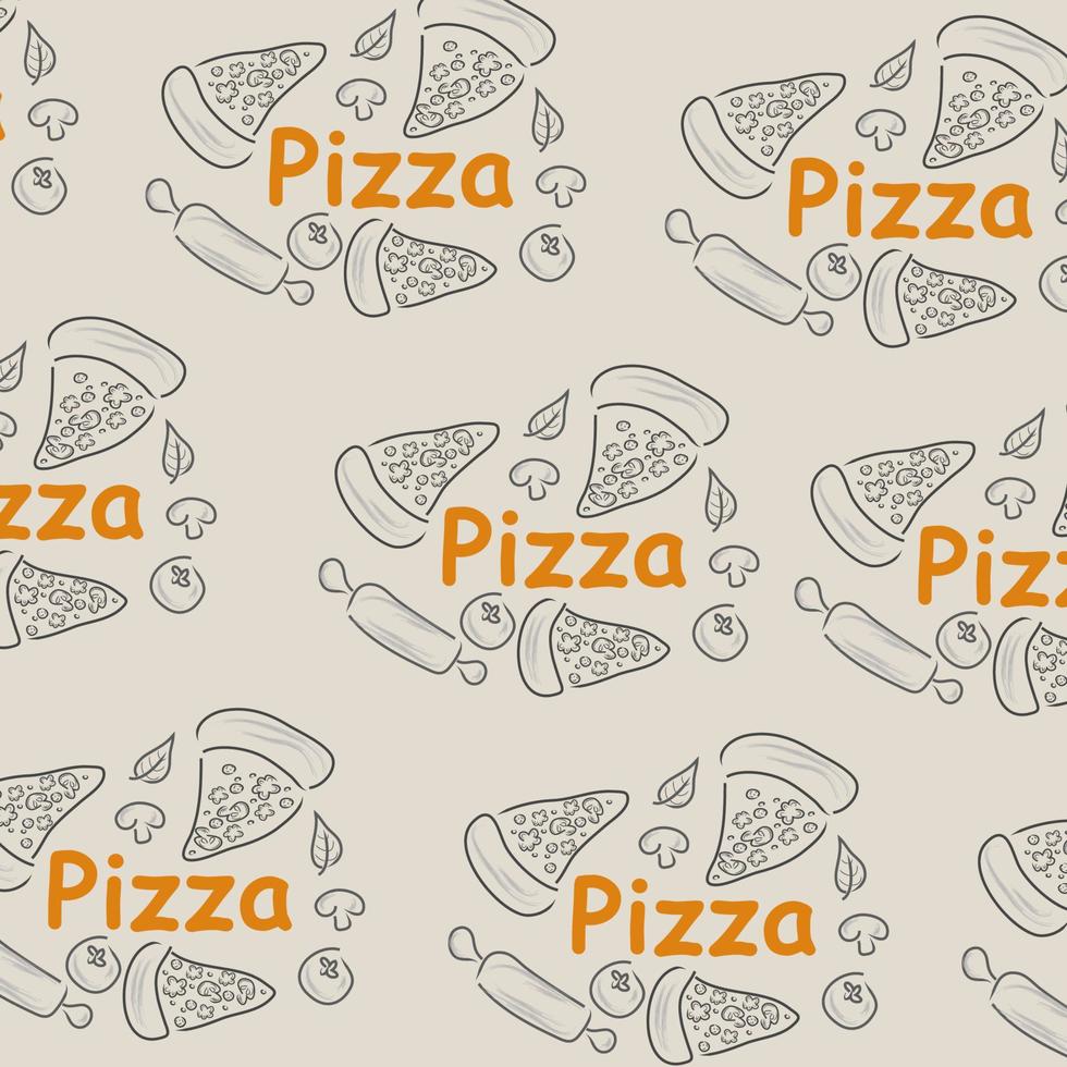 fundo de doodle de pizza, perfeito para papel de embrulho vetor