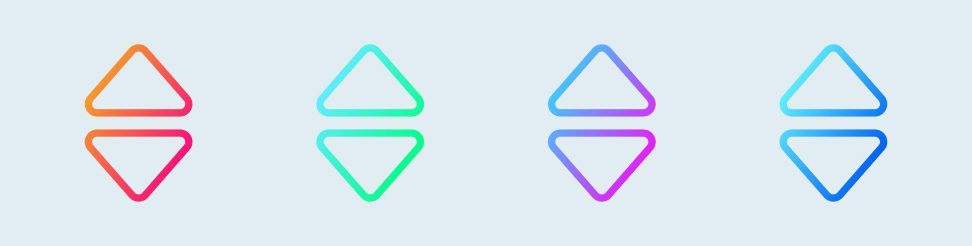 ícone de linha de classificação em cores gradientes. ilustração vetorial de sinais de seta. vetor