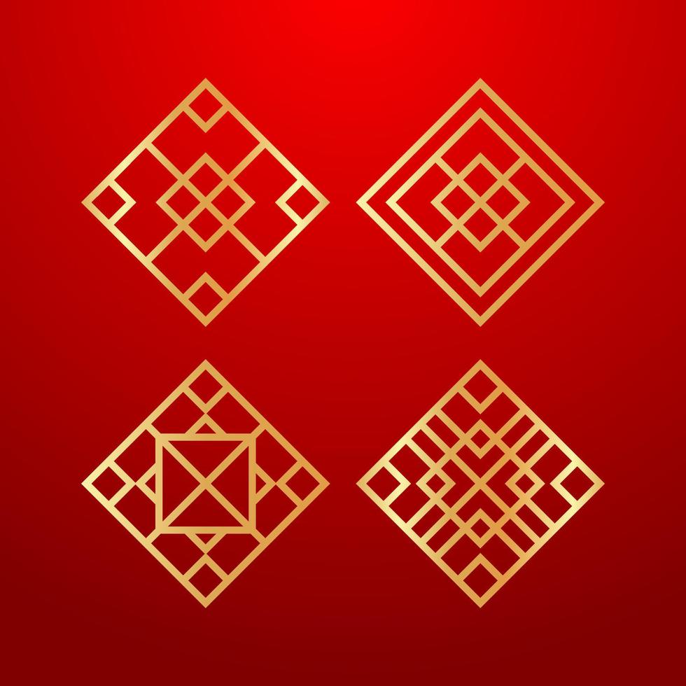 conjunto de vetores de ornamento chinês, elemento de design de modelo de padrão oriental, ano novo chinês