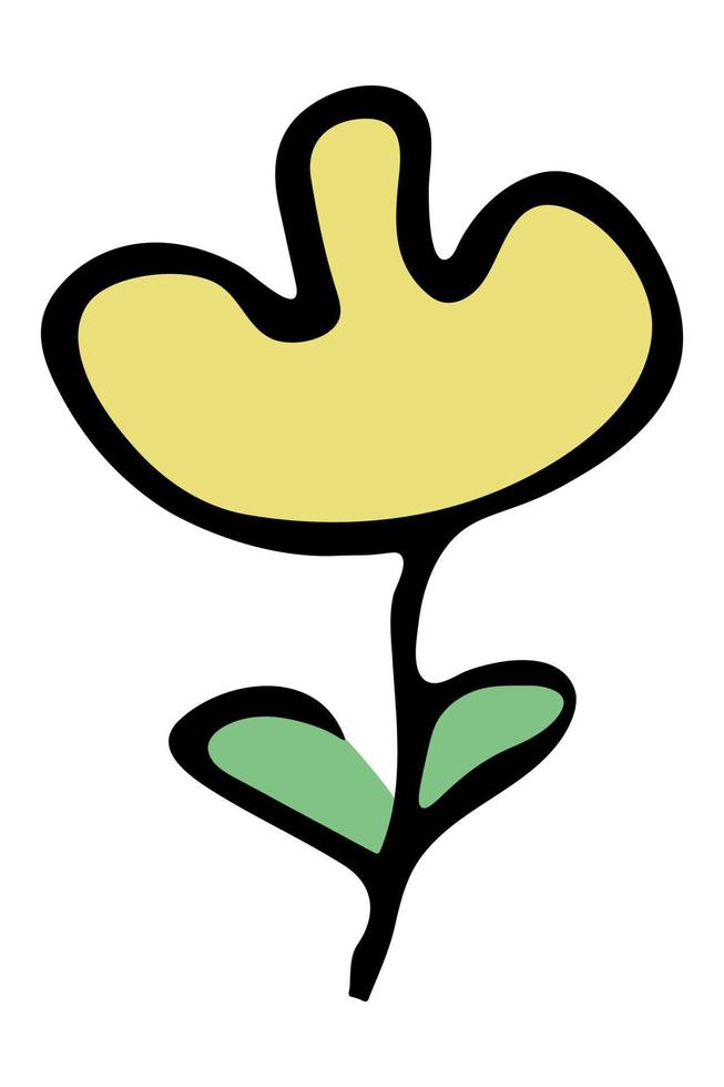 clipart de flor simples. rabisco floral desenhado à mão. para impressão, web, design, decoração, logotipo vetor