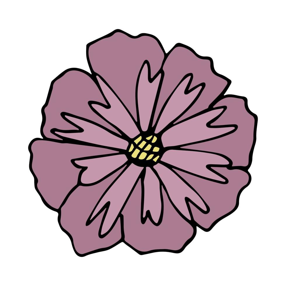 clipart de flor simples. rabisco floral desenhado à mão. para impressão, web, design, decoração, logotipo vetor