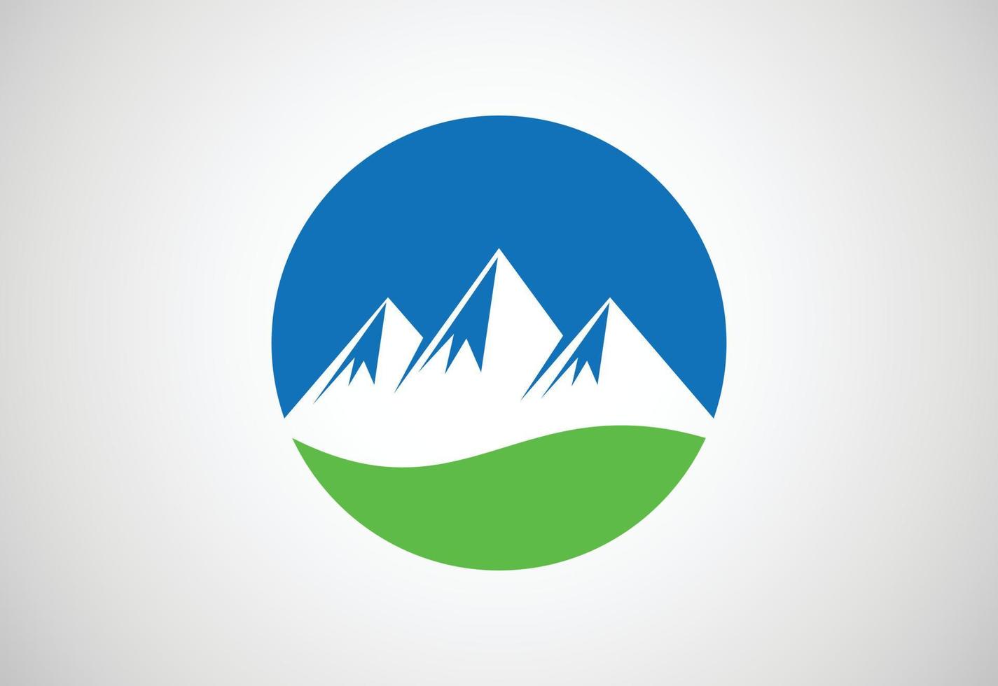 design de logotipo de cume de pico de montanha, ilustração vetorial vetor
