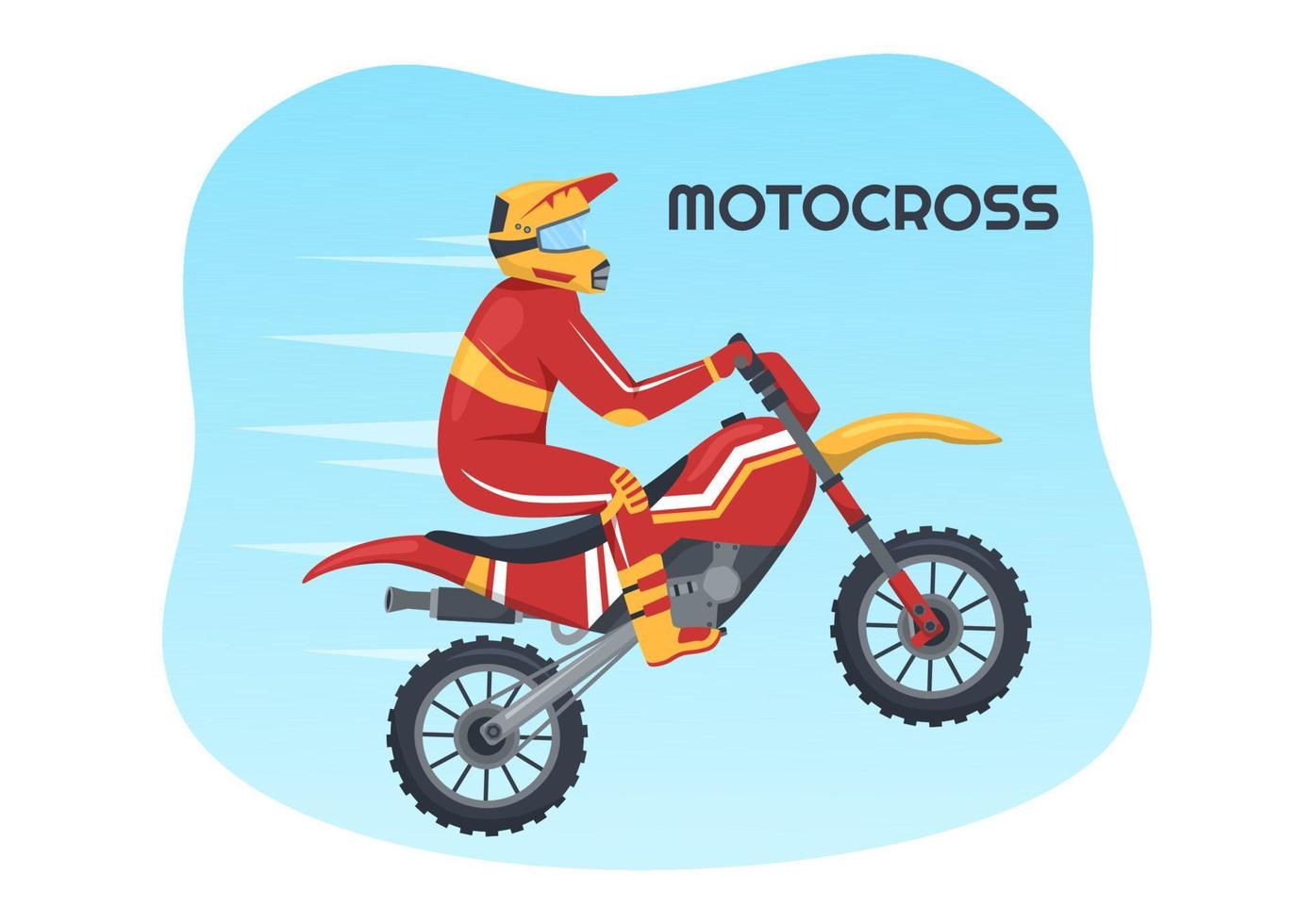 ilustração de motocross com um piloto andando de bicicleta pela lama, estradas rochosas e aventura em modelo desenhado à mão de desenho animado plano de esporte radical vetor