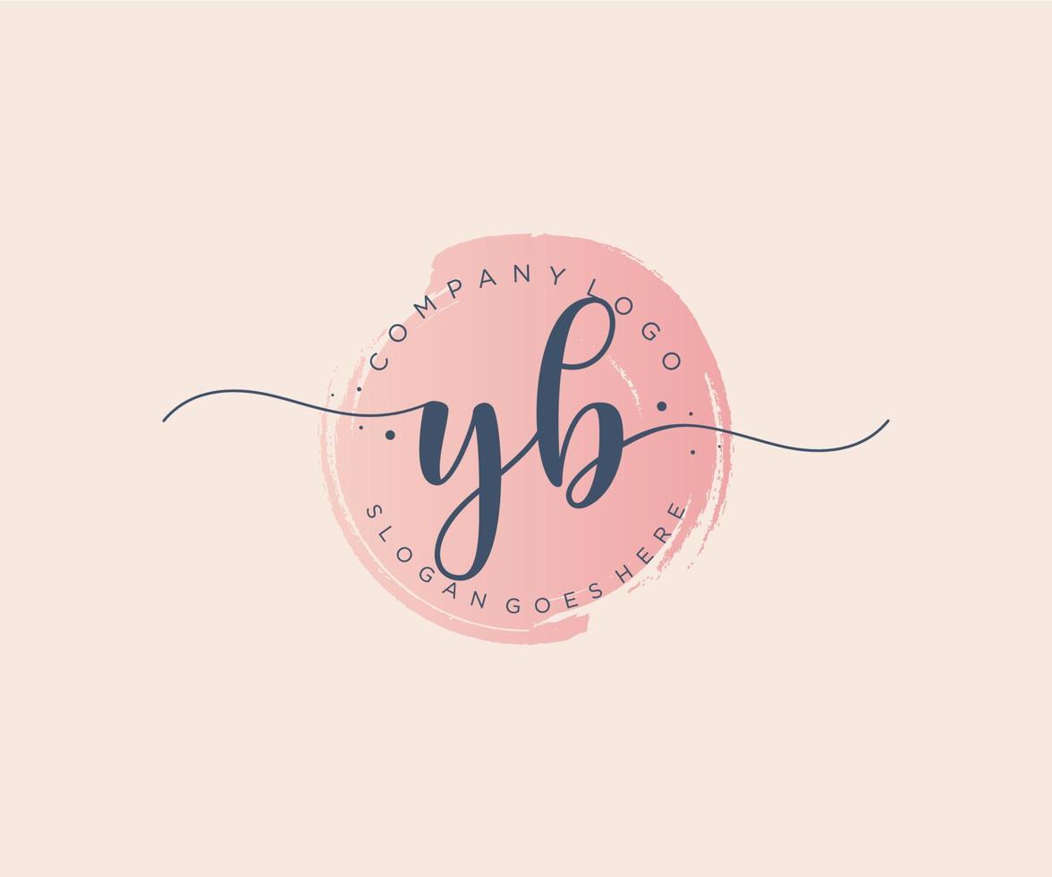 logo feminino inicial yb. utilizável para logotipos de natureza, salão, spa, cosméticos e beleza. elemento de modelo de design de logotipo de vetor plana.