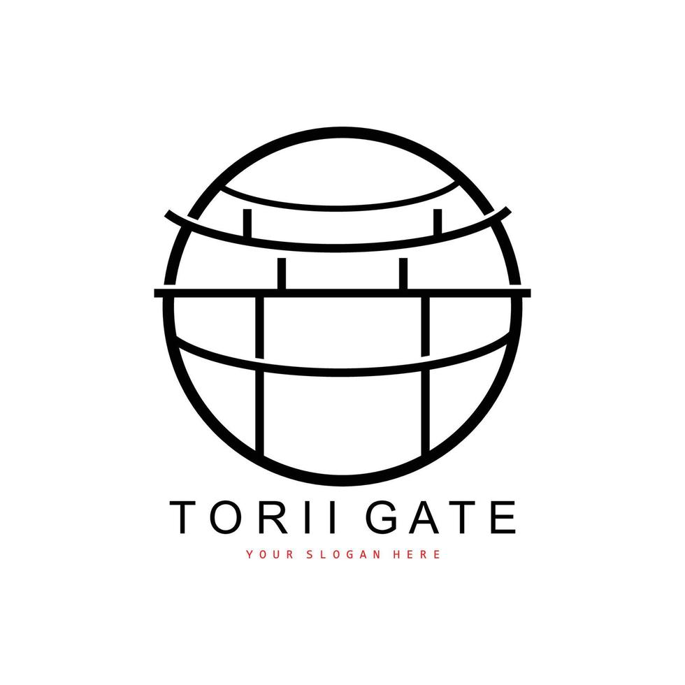 logotipo do portão torii, design de construção japonês, vetor de ícone da china, ícone de modelo de ilustração