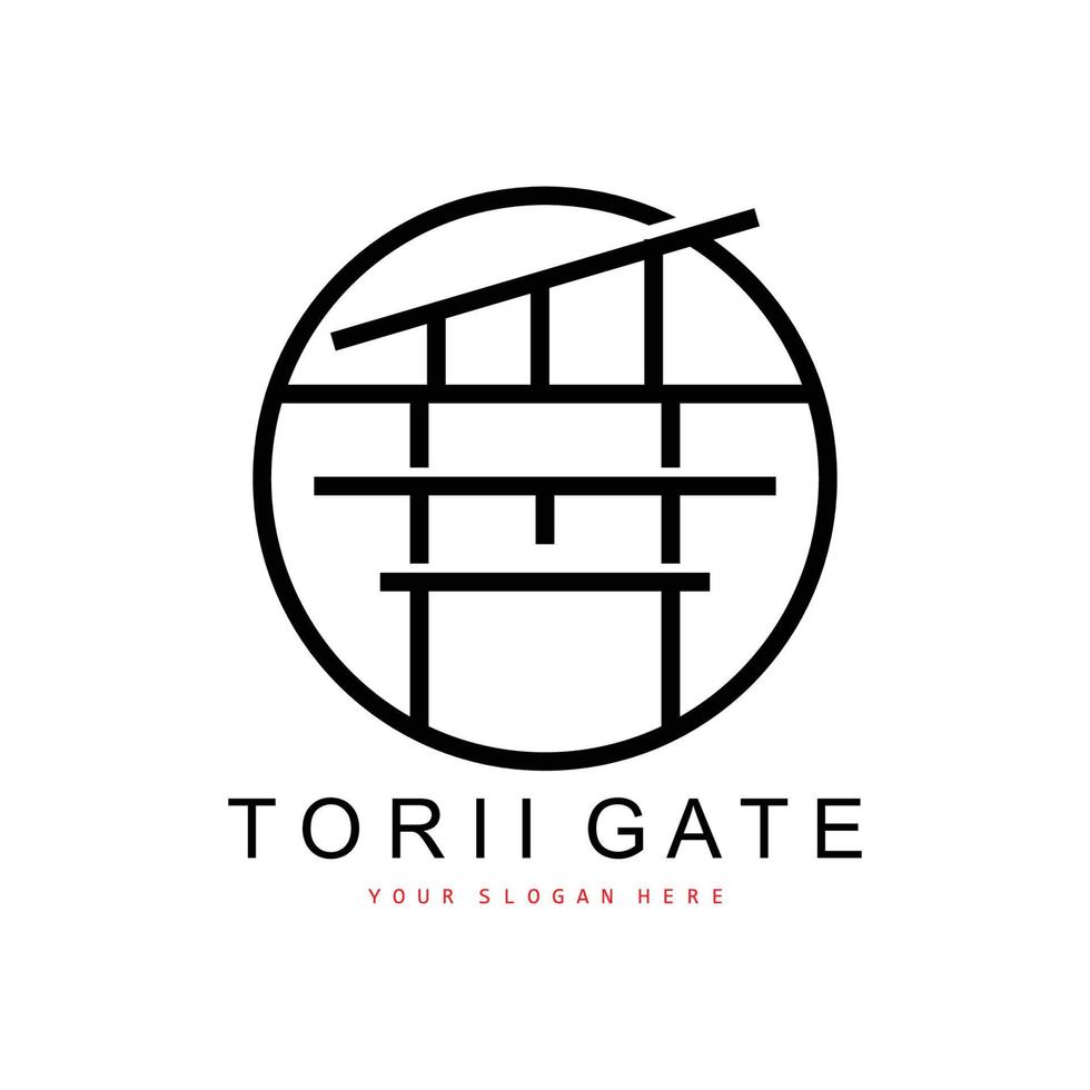 logotipo do portão torii, design de construção japonês, vetor de ícone da china, ícone de modelo de ilustração
