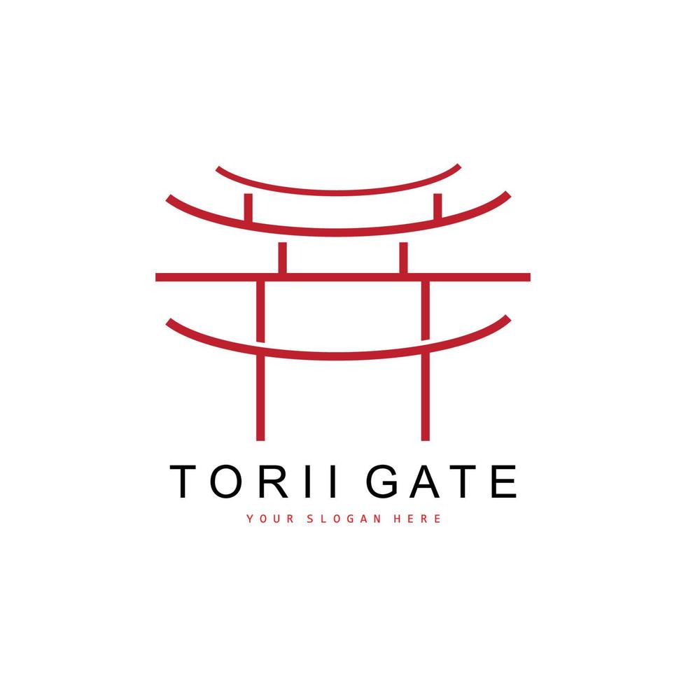 logotipo do portão torii, design de construção japonês, vetor de ícone da china, ícone de modelo de ilustração