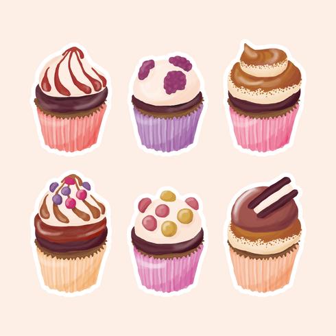 Vector cupcakes desenhados à mão